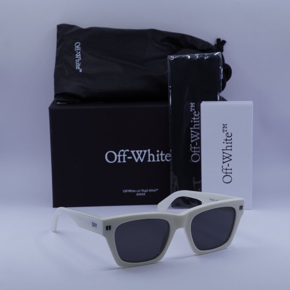 Off-White OERI13X VALDEZ 0107 Square Sunglasses – White/Dark Grey